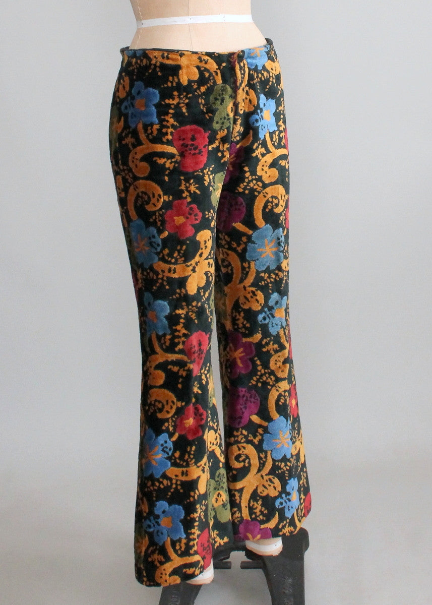 Vintage 1960s Floral Carpet Bell Bottom Pants - Raleigh Vintage