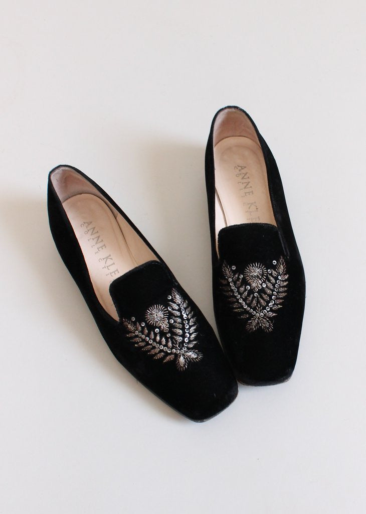 Vintage Embroidered Velvet Loafers - Raleigh Vintage