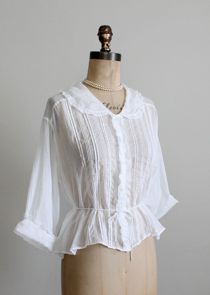 Antique Edwardian White Cotton Blouse | Raleigh Vintage