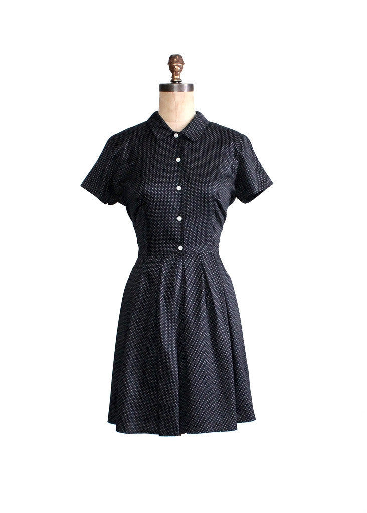 Vintage Black and White Polka Dot Shirtwaist Dress - Raleigh Vintage