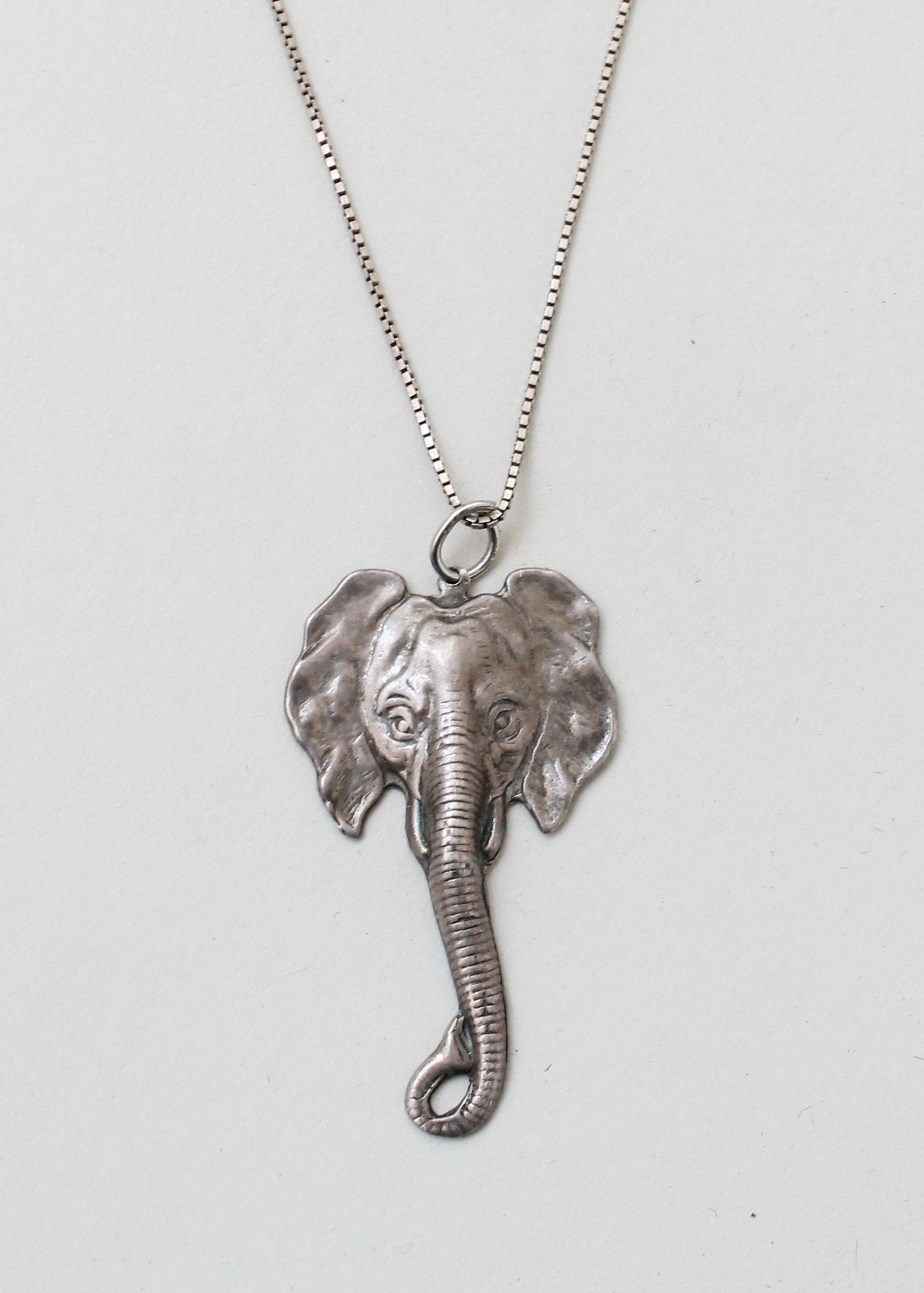 Vintage Sterling Silver Elephant Necklace - Raleigh Vintage