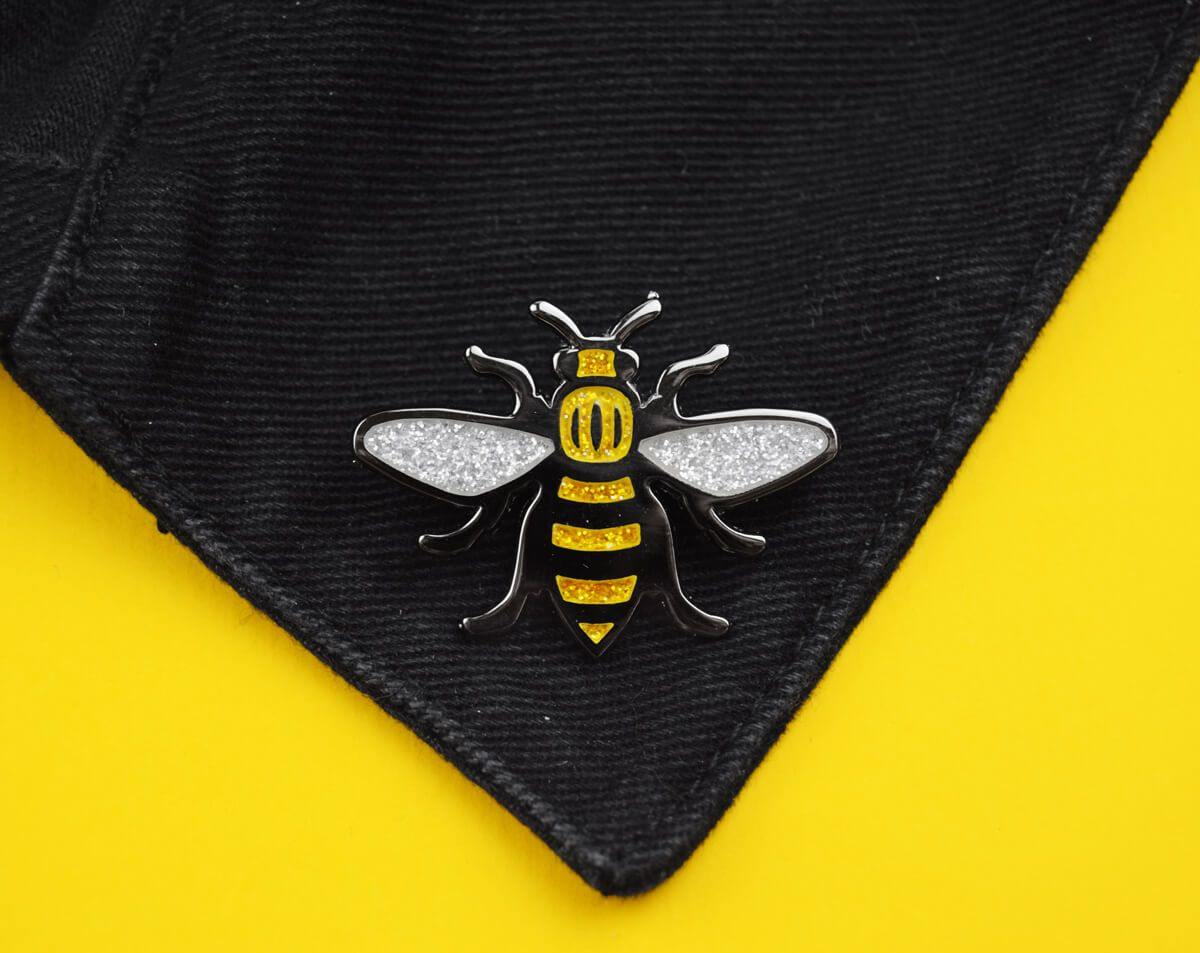 Gold Glitter Manchester Bee Pin - The Manchester Shop