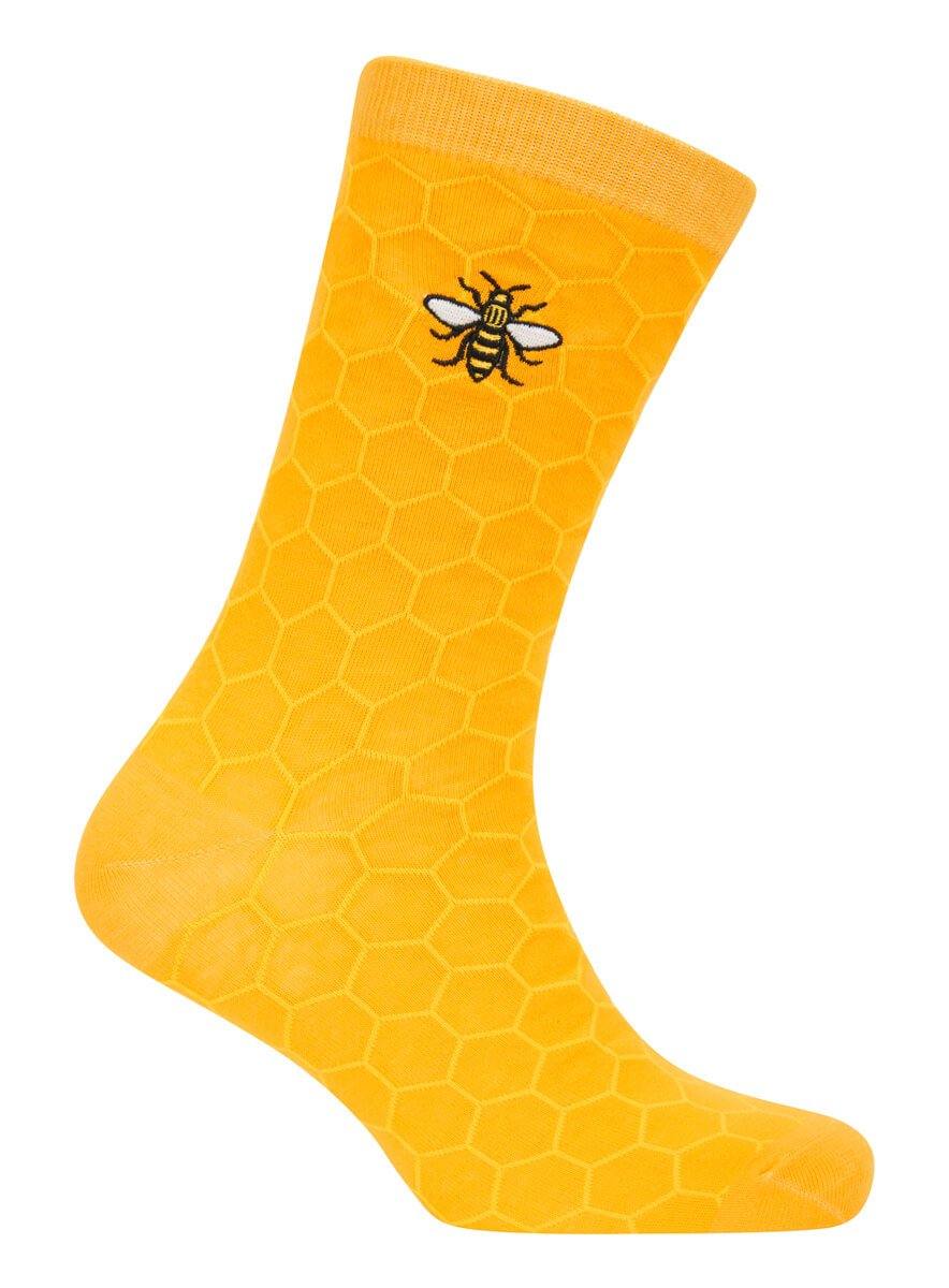 Mustard Honeycomb Bee Socks
