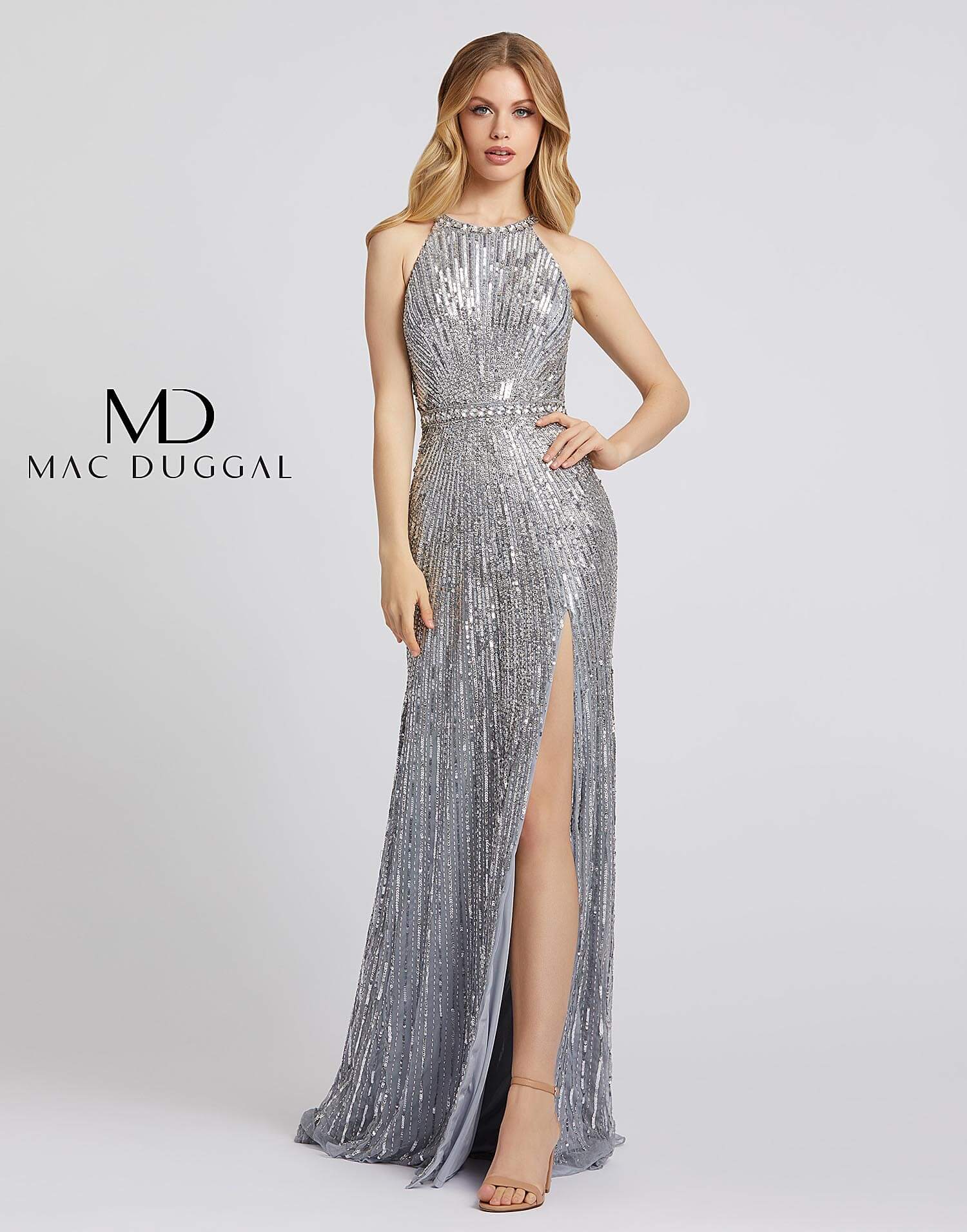 mac duggal silver dress