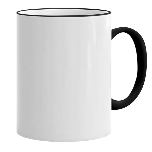 11 oz Ceramic Mug - Black Mug w/ Decal White Patch – Blank