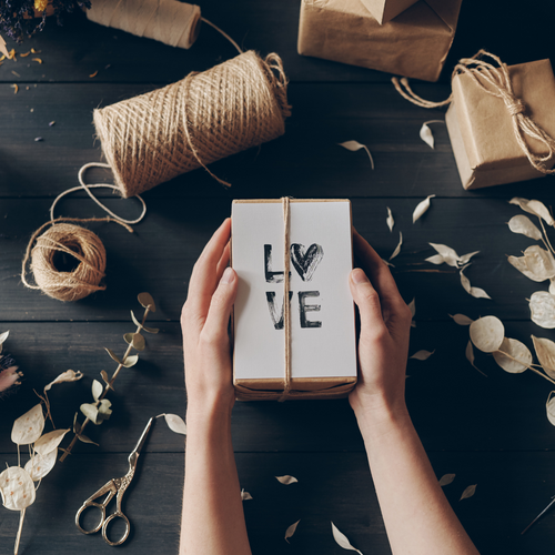 Hands holding a handmade gift