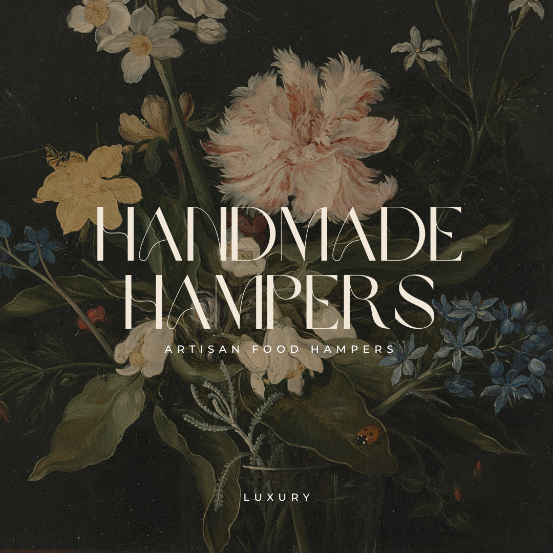 AN IMAGE OF FLOWERS THAT SAYS HANDMADE HAMPERS
