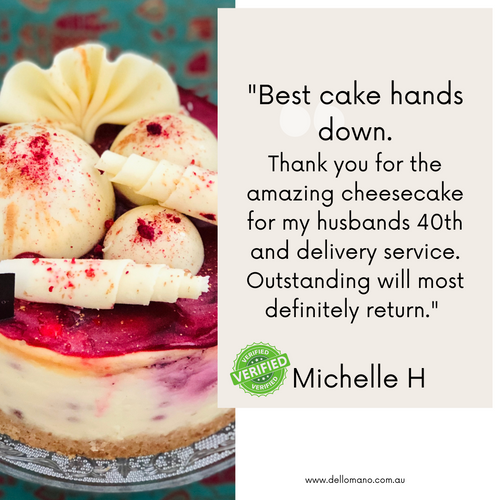 A customer review for Dello Mano Cake