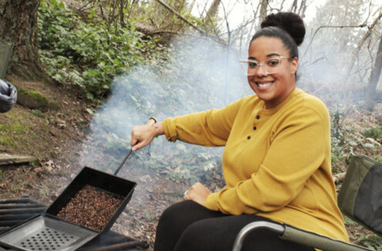 Campfire Coffee roasting over fire