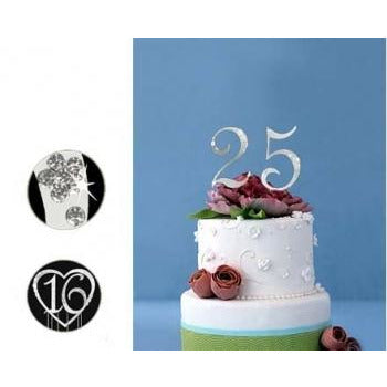 Monogram Silver Rhinestone 25th Anniversary Cake Topper With Swarovski Crystal Wedding Collectibles