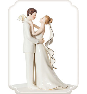 Porcelain Bride and Groom wedding cake topper