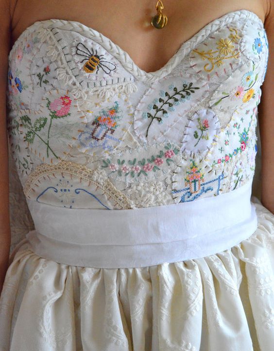 Meadow Bustier Wedding Gown... women boho by jadadreaming on Etsy