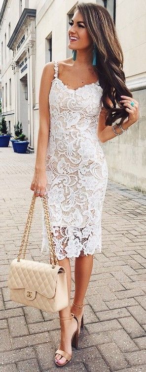 White lace dress.