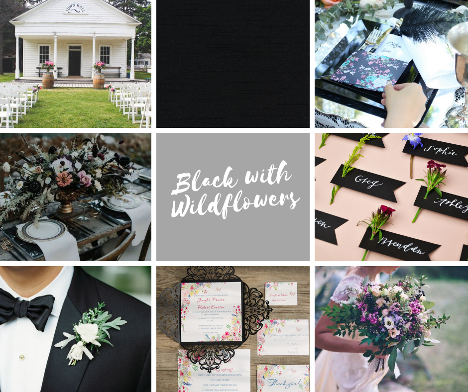 Wistful Wedding Colors | Black with Wildflowers