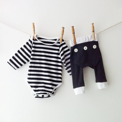 black and white striped baby pants