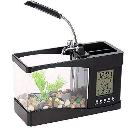 Docooler Usb Desktop Mini Fish/Small Fry Tank Aquarium With Led Clock
