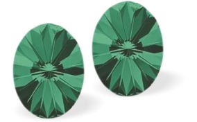 green crystal stud earrings