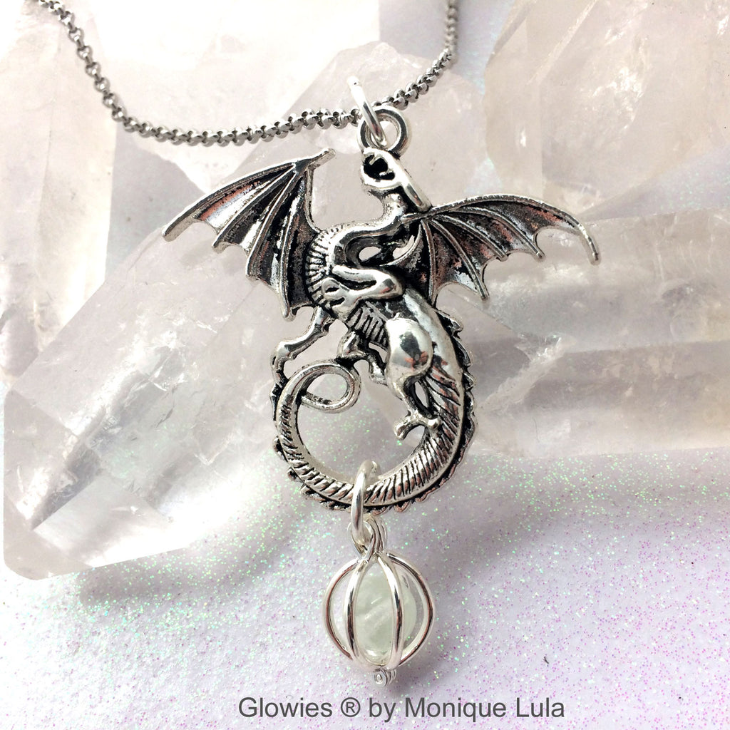 Glowies Glow Jewelry - Magic Flying Dragon with Orb Bronze