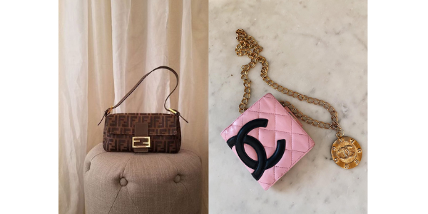 Fendi Baguette och rosa Chanel Cambon Ligne plånbok