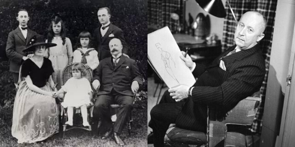 1. Photo du Dior famille. 2. Photo de Christian Dior esquisse