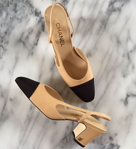 two tone slingback pumps