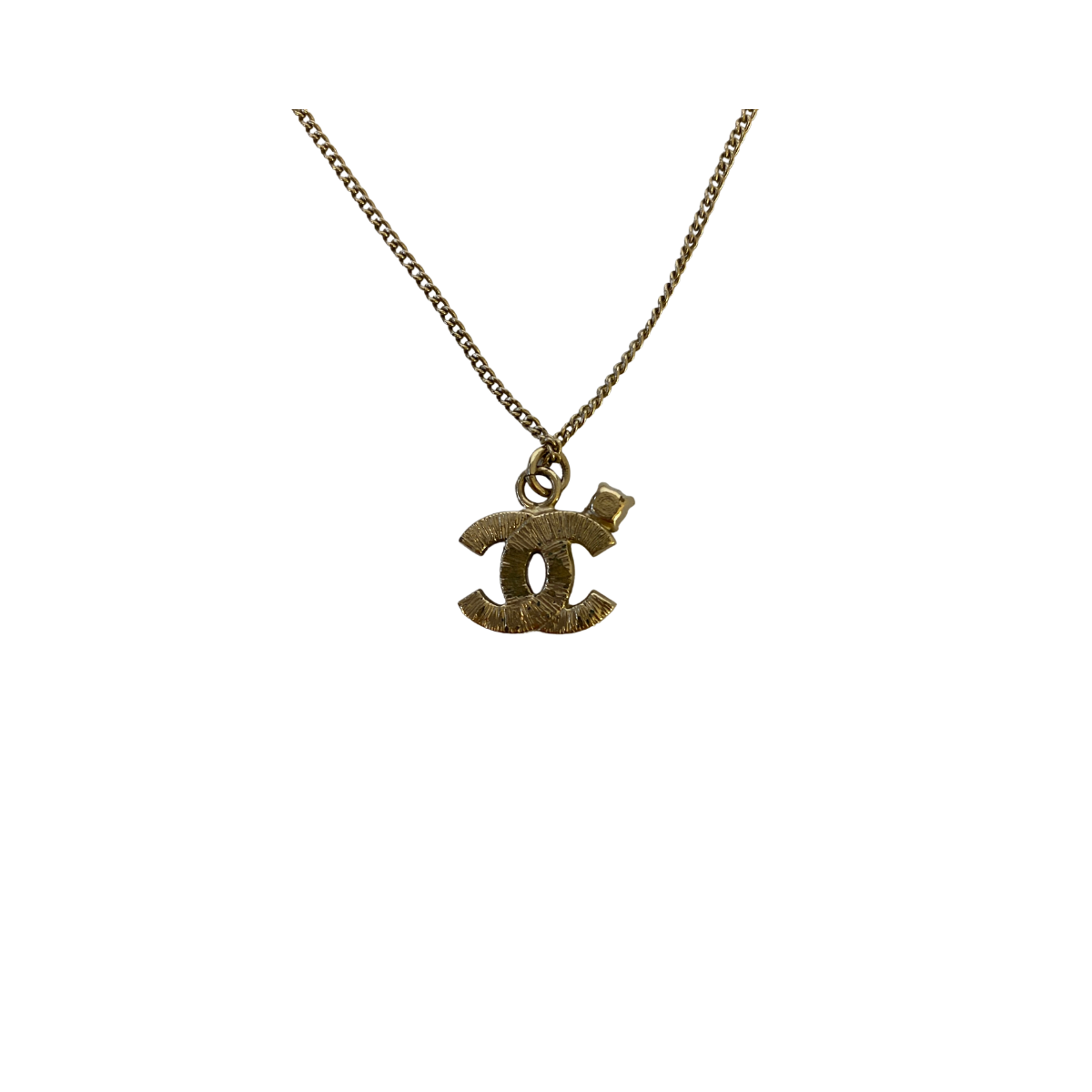 Chanel Large Vintage Textured CC Logo Pendant Necklace on Medium Chain  Gold  Rent Chanel jewelry for 55month