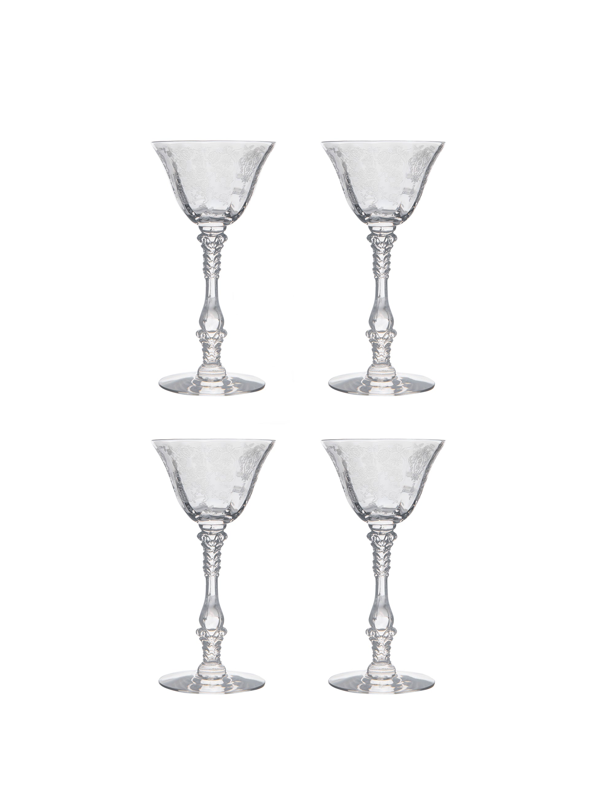 Shop the Vintage 1940s Rose Cambridge Sherry Glasses at Weston Table