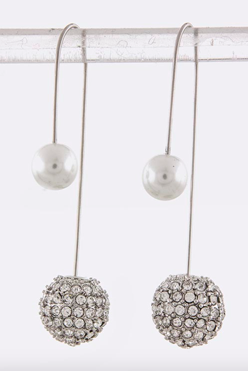 Double-Sided Dangle Earrings (Crystal & Pearl) – Jewel Candy