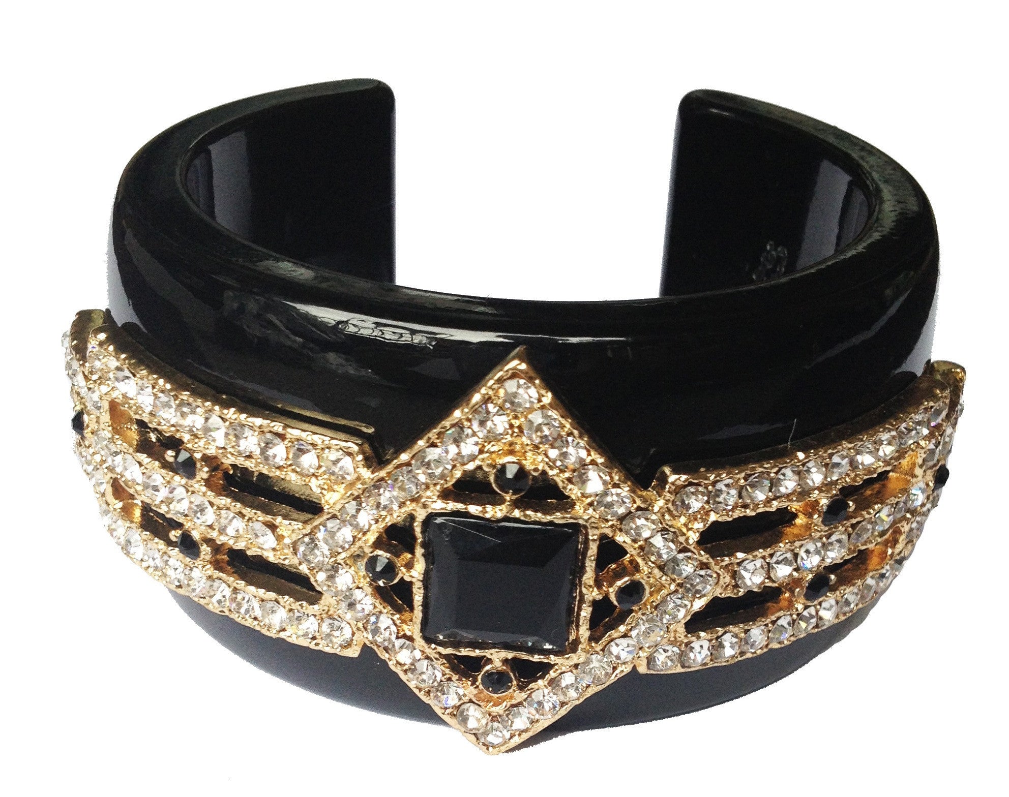 Black Bejeweled Princess Cuff Bracelet