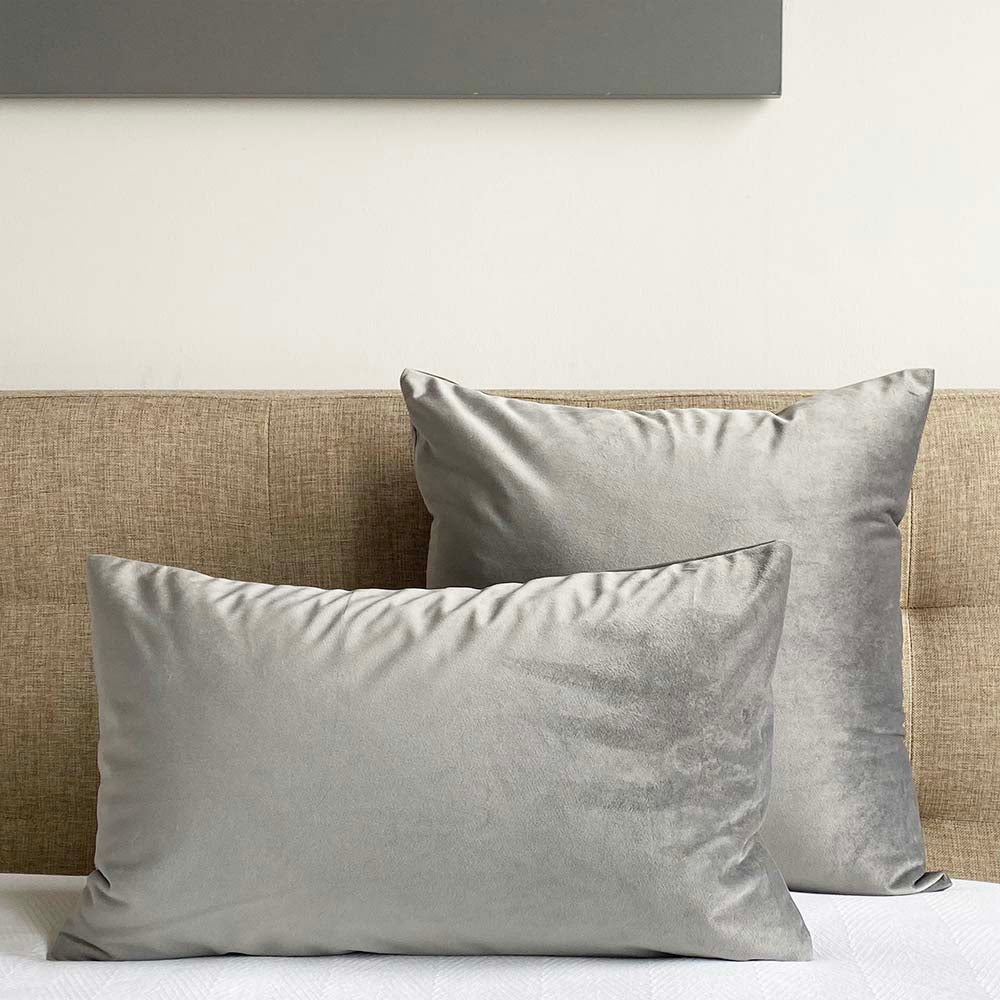 gray velvet pillow covers