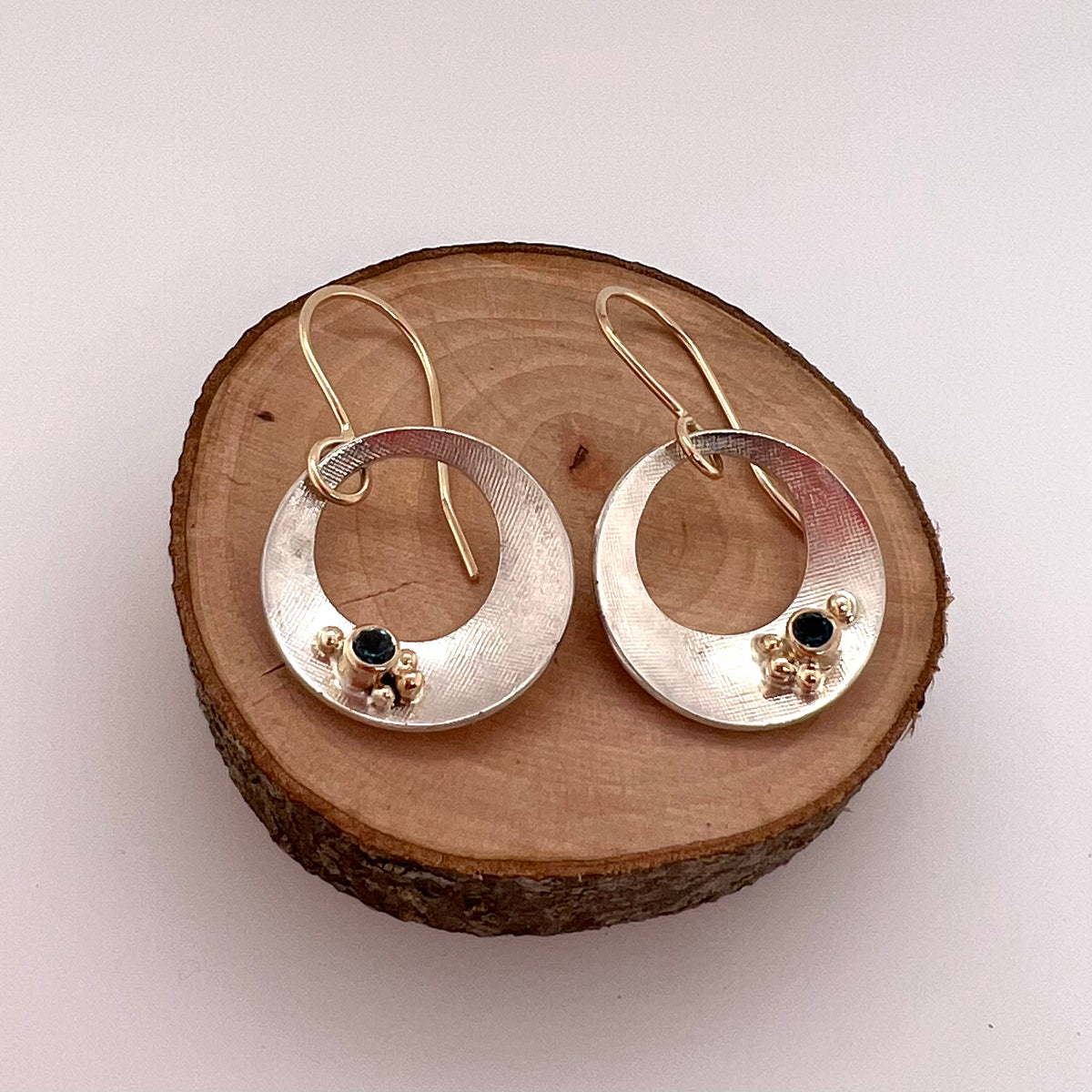 White and Gold Disc Earrings