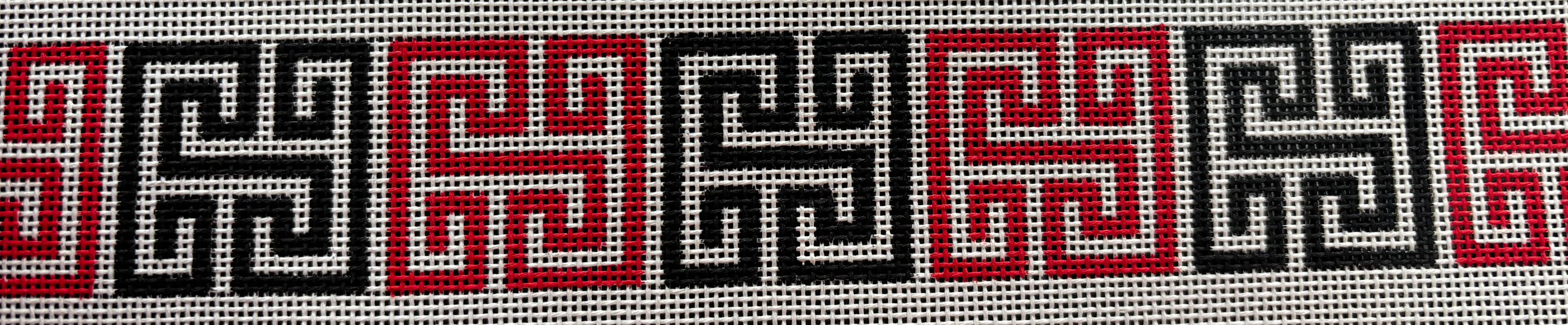 B512 Greek Key Square Belt Black/Red
