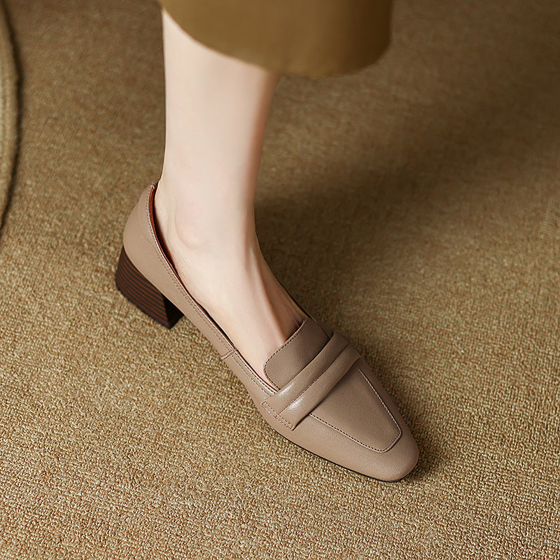 Nude Low Heel Loafers Fy Zoe 9246