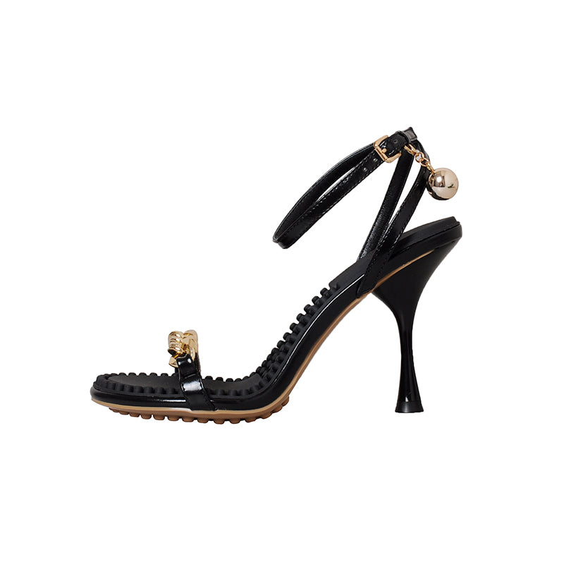 Womens Black Ankle Strap Heels Chains Stiletto Prom Heel Sandals -  Milanoo.com