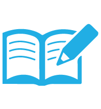 book and pencil blue icon