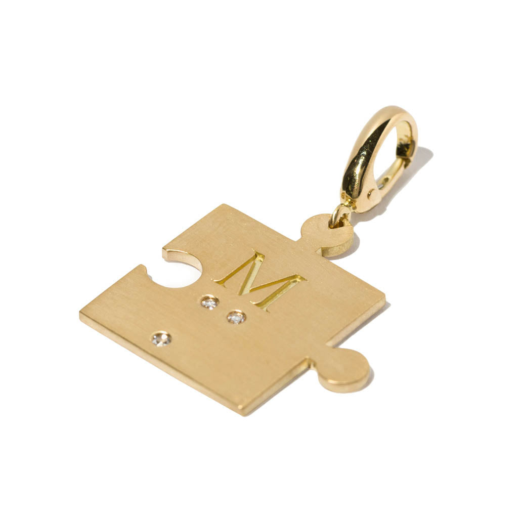 Diamond Braille Puzzle Piece Charm YG