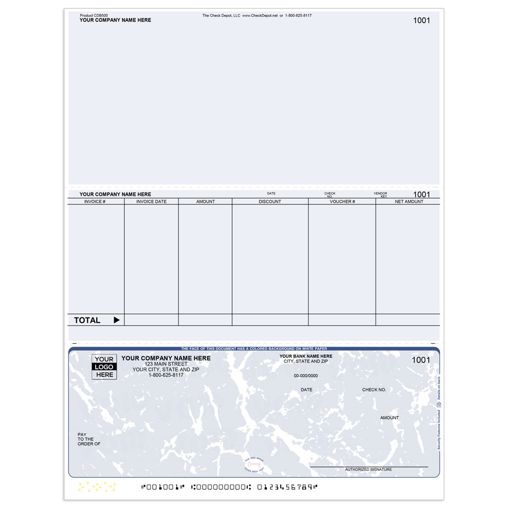 Sage PFW ERP Accounts Payable Checks, Bottom Format