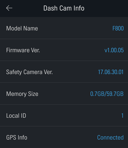 Dash cam info thinkware f800
