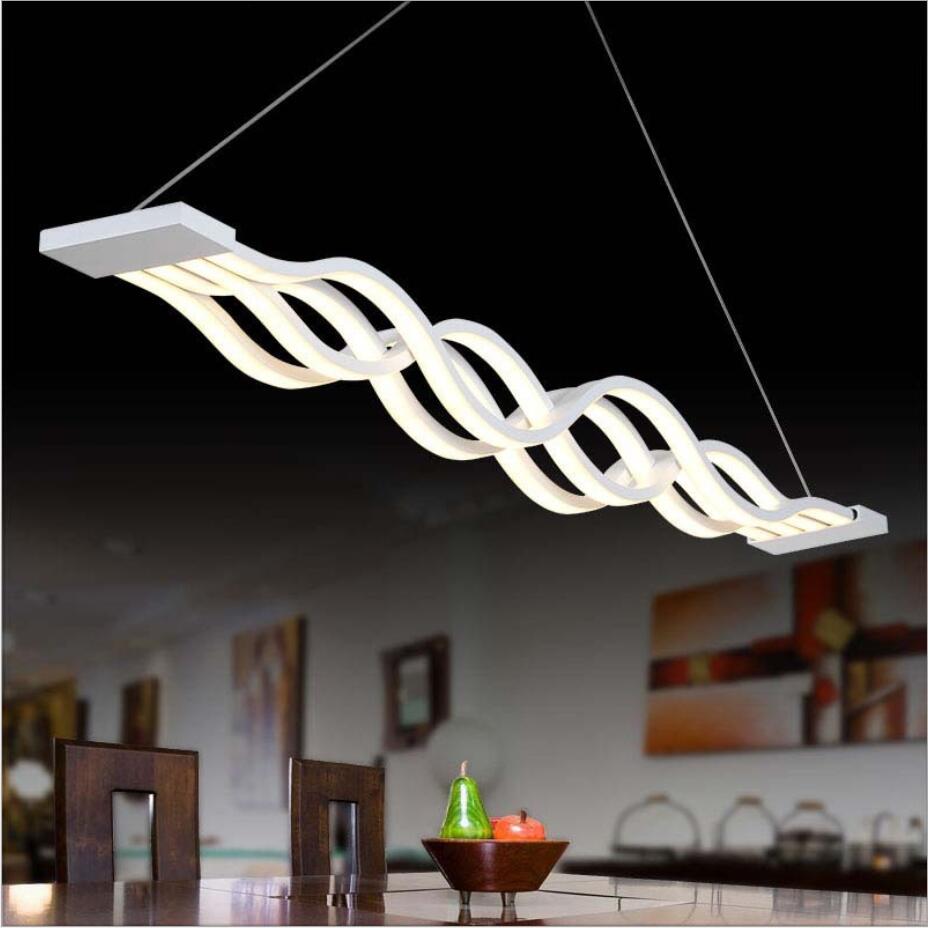afbetalen Kaal maak een foto Modern Wave Design Lustres LED Hanging Lights For Dinning Room Black W –  ATY Home Decor