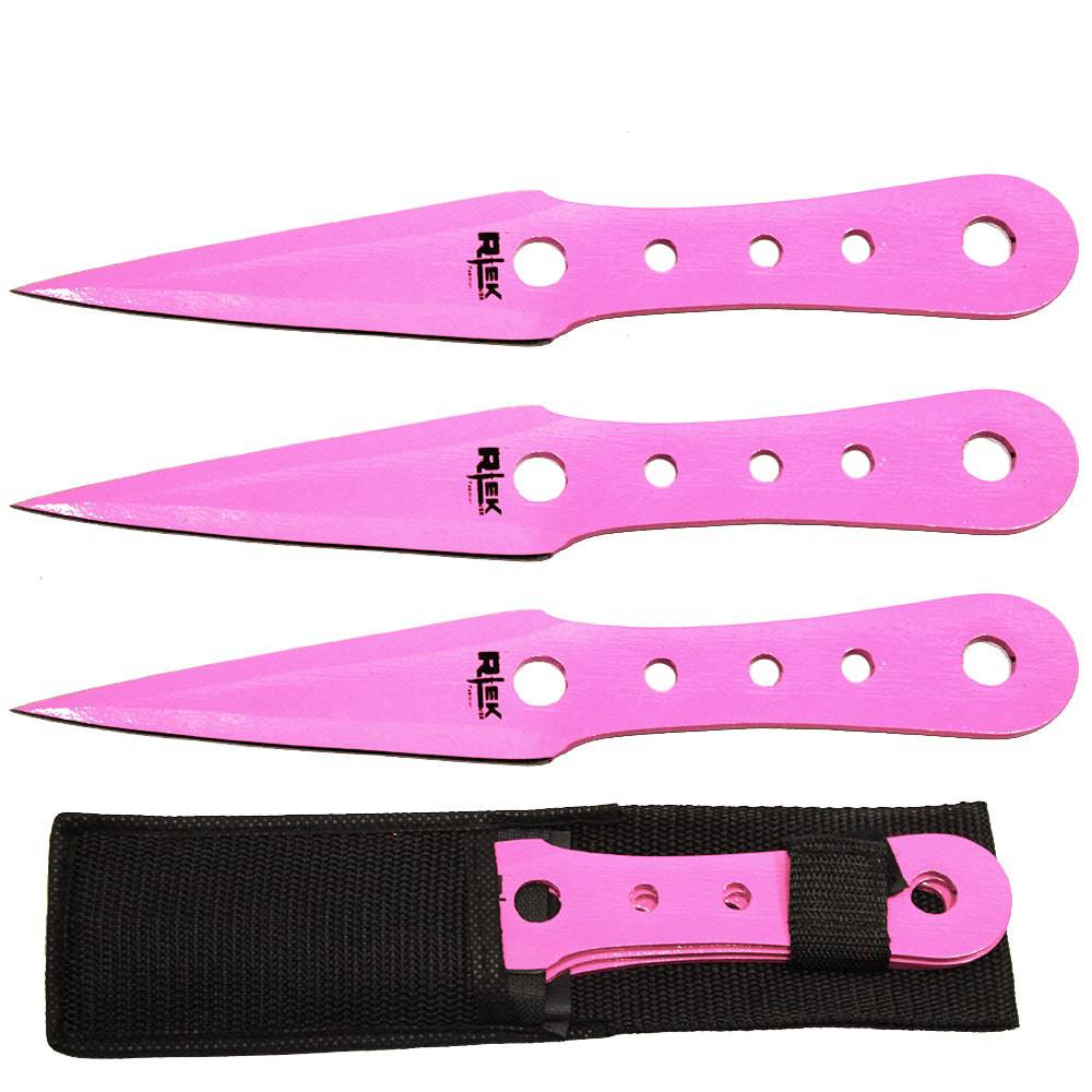 TK 777-310PN 10" 3PCS Rtek Throwing Knife Set Pink with Sheath