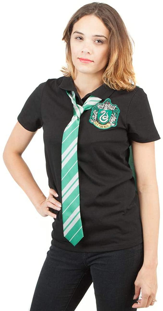 Proberen schuintrekken vals Women Juniors Grey Harry Potter Slytherin Caped Polo Shirt with Tie – Rex  Distributor, Inc. Wholesale Licensed Products and T-shirts, Sporting goods,