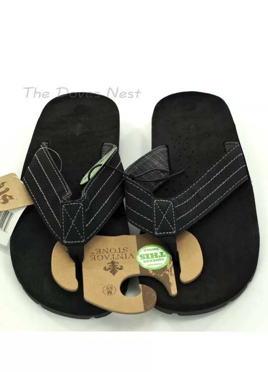 Men's Vintage Stone Black Flip Flop 