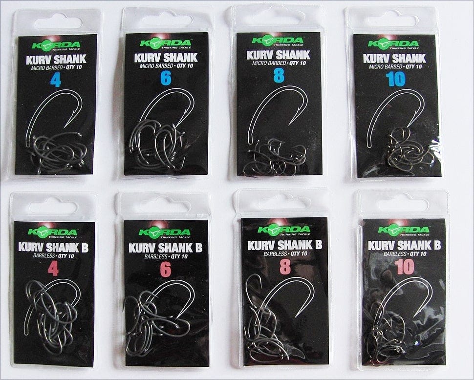 Korda Wide Gape Hooks Barbed & Barbless - All Sizes - 10 per pack - Rods  and Lines