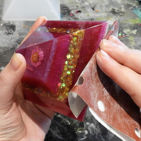 epoxy resin orgonite sanding and polishing