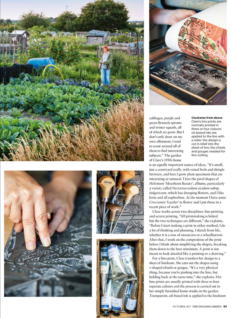 Artist Clare Curtis sketches at her local allotment