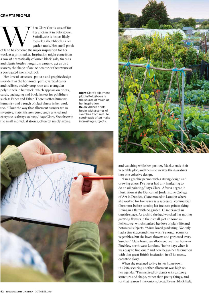 Clare Curtis sketches at her local allotment