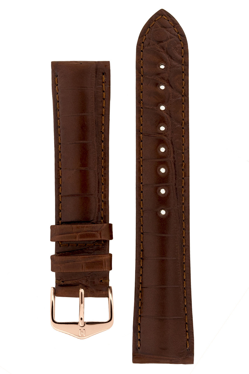 Hirsch BARON Nile Crocodile Leather Strap in BROWN | WatchObsession