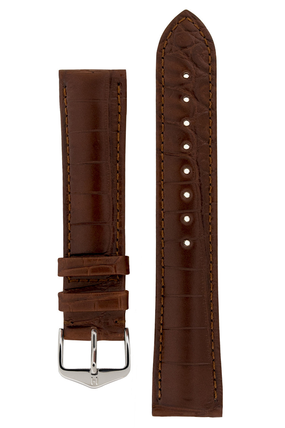 Hirsch BARON Nile Crocodile Leather Strap in BROWN | WatchObsession