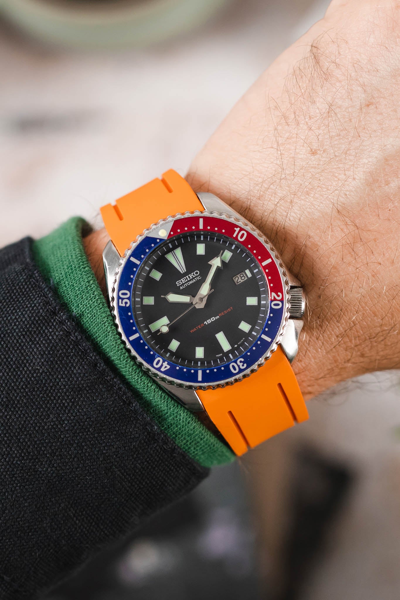 CRAFTER BLUE Orange Curved End Strap for Seiko SKX Series