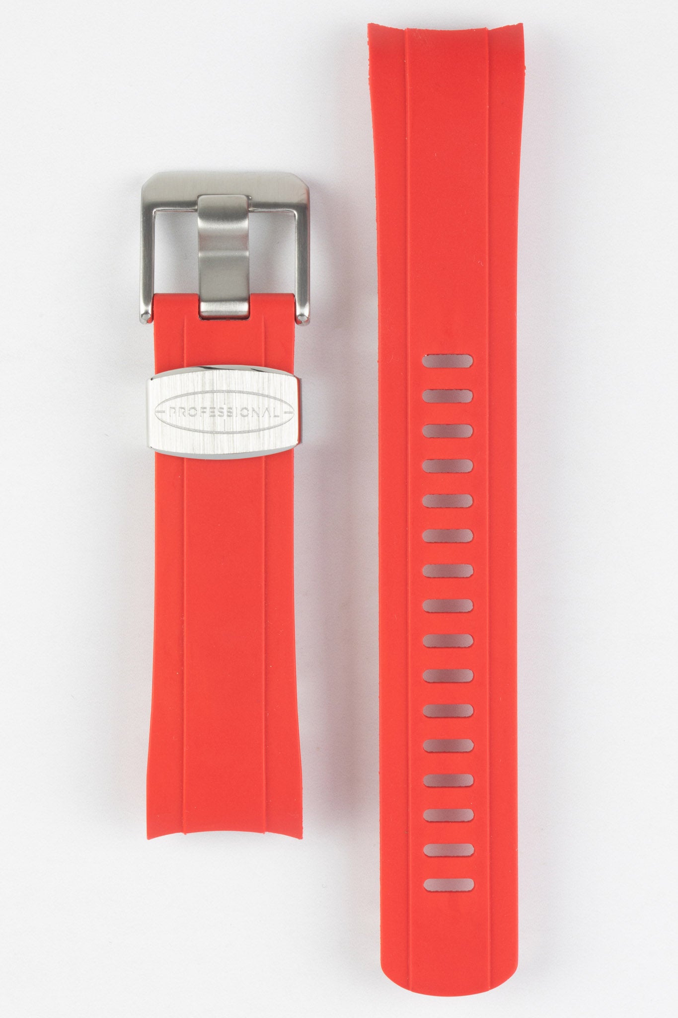 CRAFTER BLUE Curved End Rubber Strap for Seiko 5 Sport Series – RED